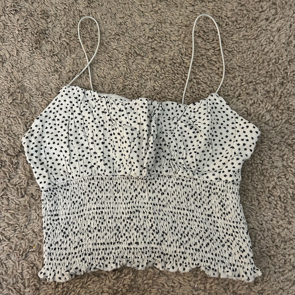 Urban Outfitters Cream Smocked Crop Camisole